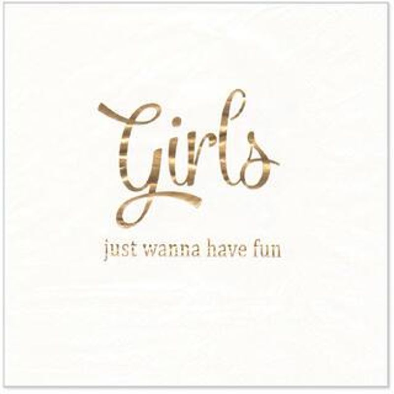 Lunsjservietter Girls Fun hvit med bladgull 33×33 cm