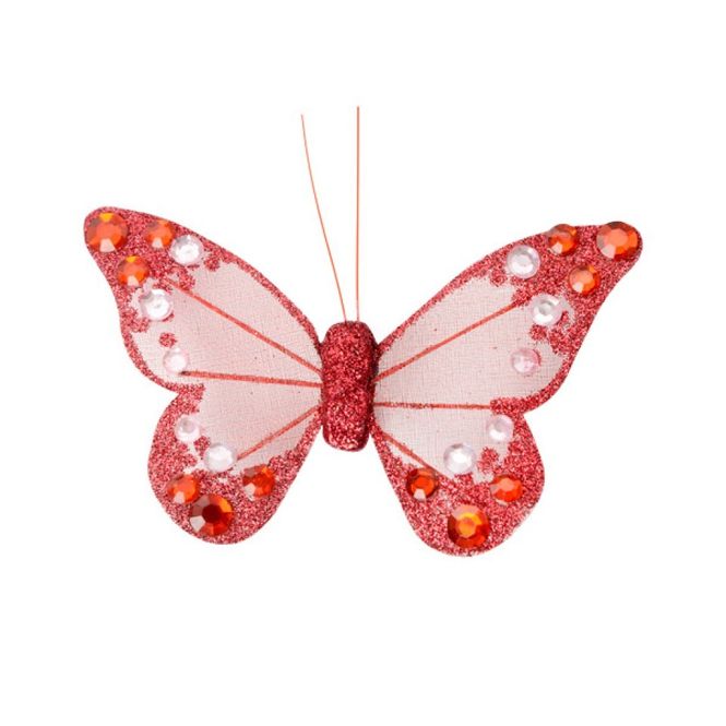 Hovedbilde Sommerfugl Organza Rød / Burgunder