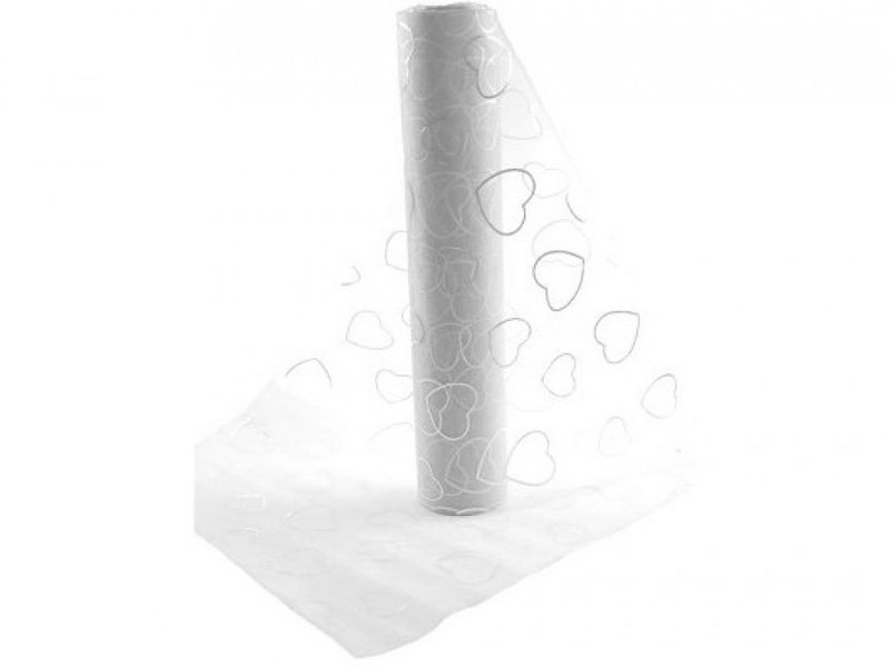 Organza Hjerter Sølv 10m