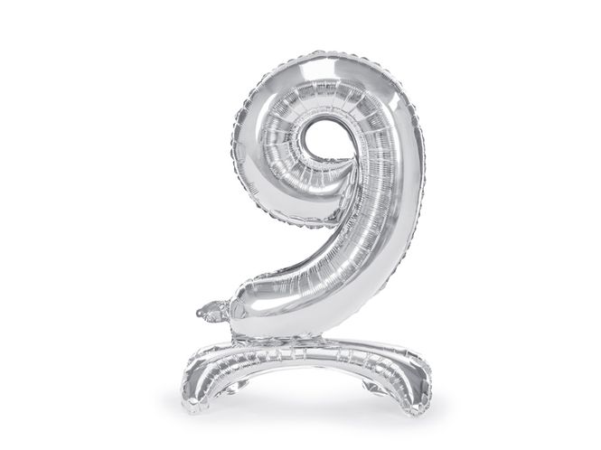 Hovedbilde Stående folieballong tall 9  Sølv (70 cm)