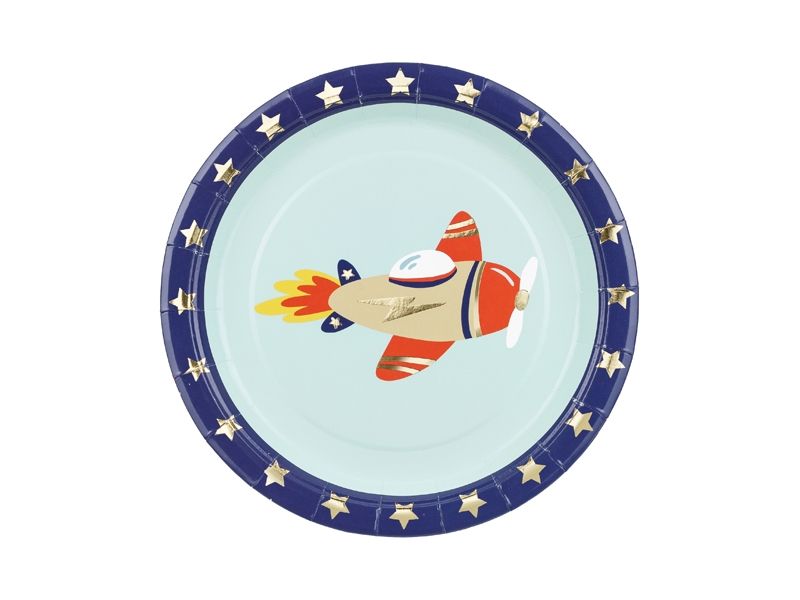 Papptallerken - Flymotiv, 6 stk