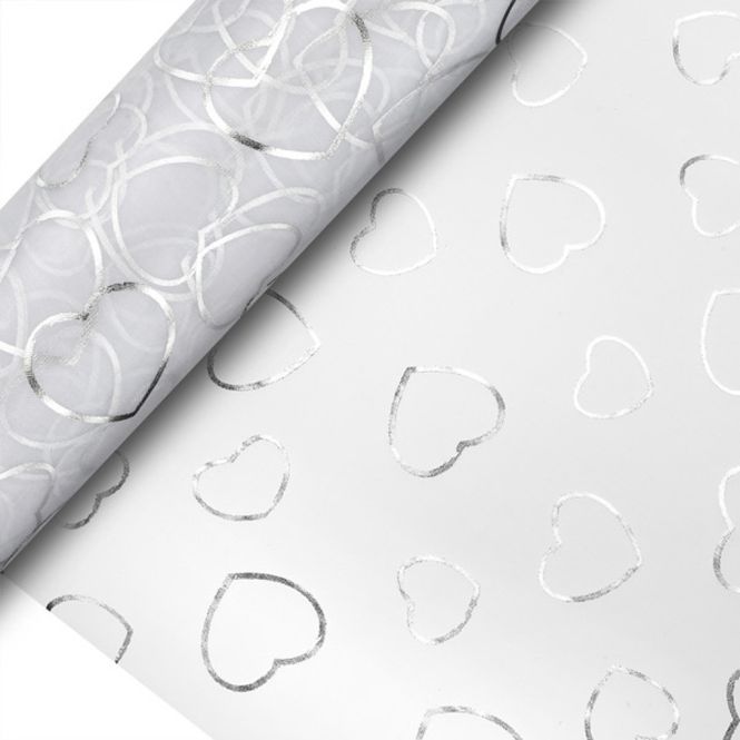 Hovedbilde Organza Hjerter Sølv 10m