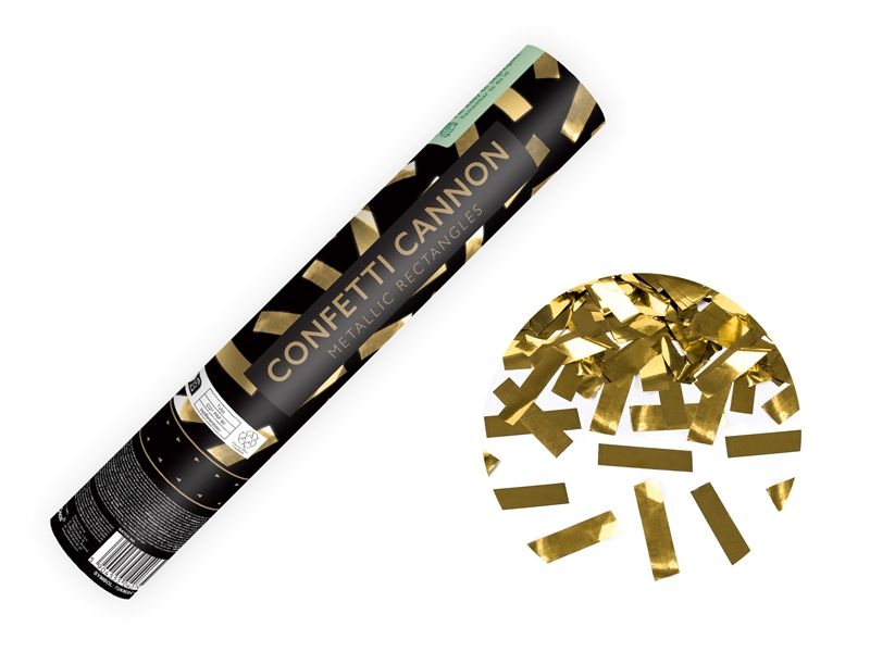 Konfettikanon - Gull med Rektangulært Confetti (28 cm)
