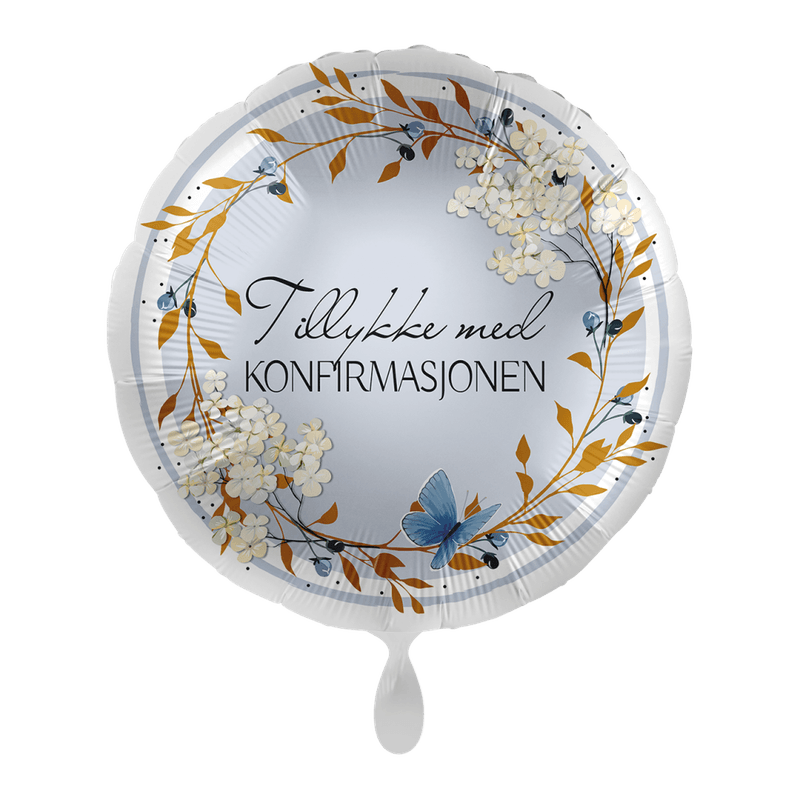 Folieballong Tillykke med konfirmasjonen, blå, 43 cm