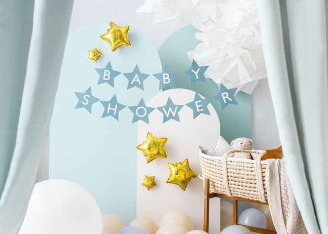 Hovedbilde Girlander Babyshower blå stjerner – 2,9m