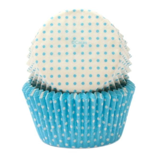 Hovedbilde Mini Muffinsformer Blå/Hvite Miniprikker  100 stk