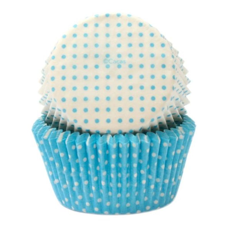 Mini Muffinsformer Blå/Hvite Miniprikker  100 stk