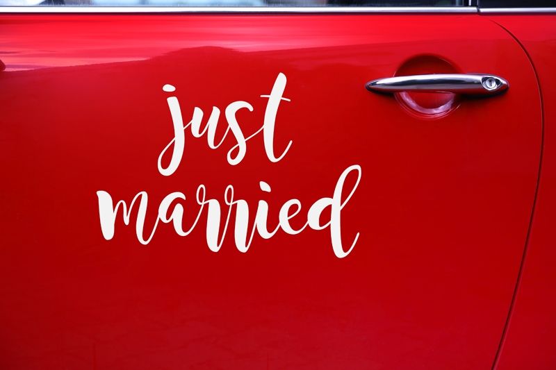Bilpynt Klistremerke Just Married 1 stk