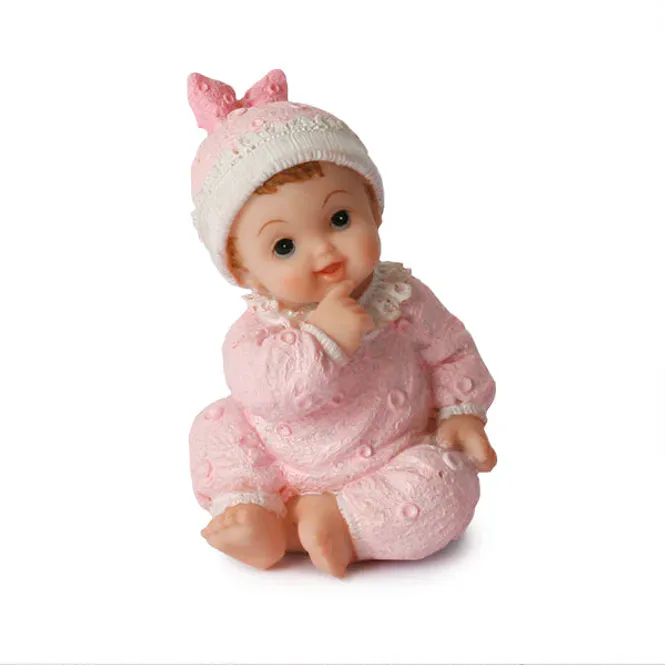 Hovedbilde Bordpynt - Baby sittende, rosa