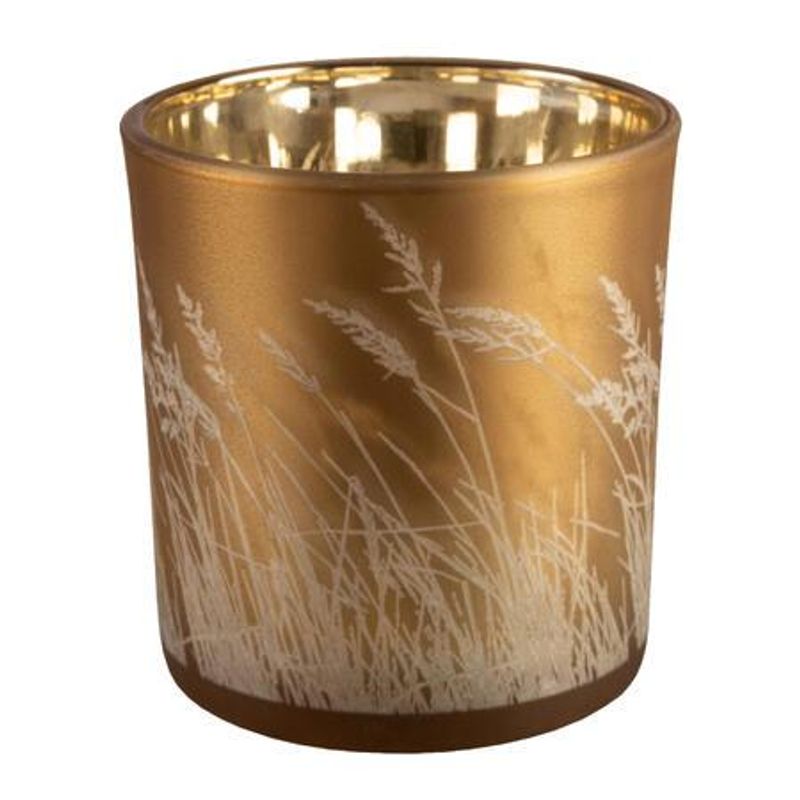 Lysglass Strå Matt Gull 7,3x8 cm