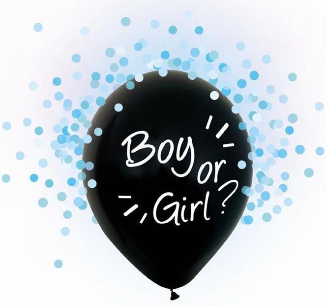 Hovedbilde Ballong Gender reveal, blå konfetti – 4 stk