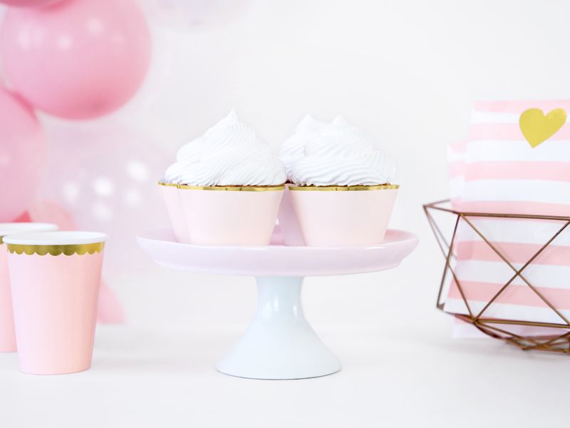 Muffinsomslag Rosa med Gullkant