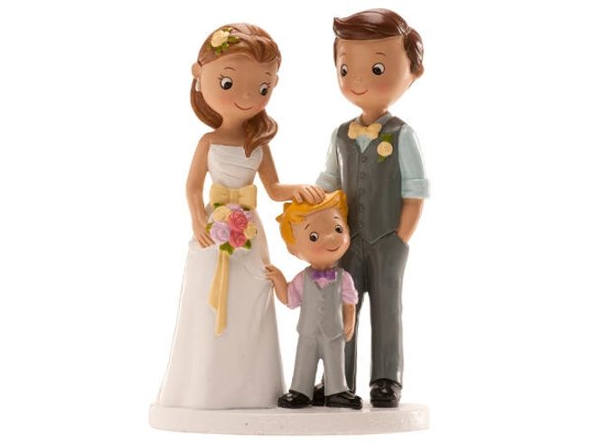 Hovedbilde Brudepar med liten gutt  Kakefigur (16 cm)