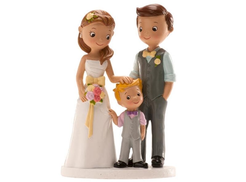 Brudepar med liten gutt  Kakefigur (16 cm)