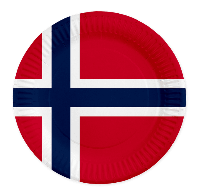 Hovedbilde Papptallerkener norske flagg 23 cm – 8 stk
