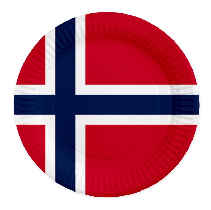 Papptallerkener norske flagg 23 cm – 8 stk