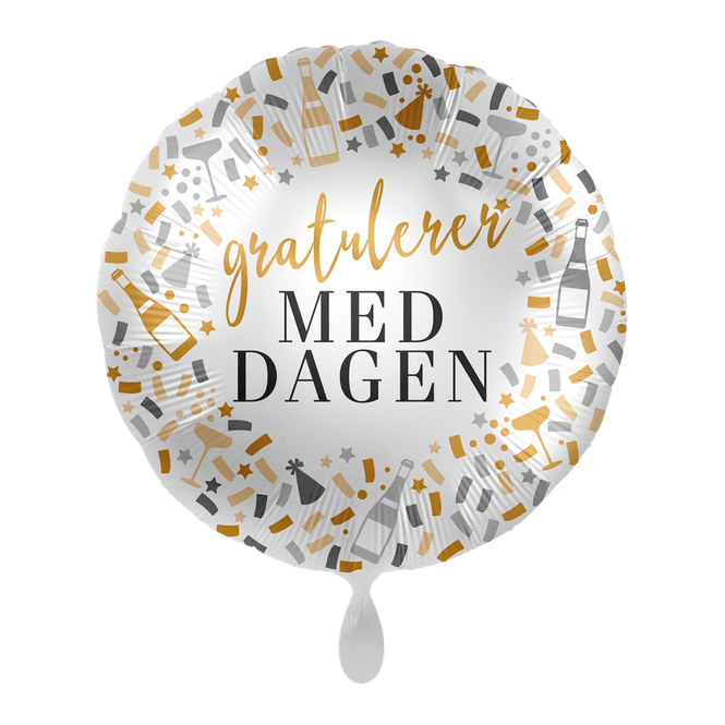 Hovedbilde Folieballong Gratulerer med dagen Gull/Sølv Rund ...